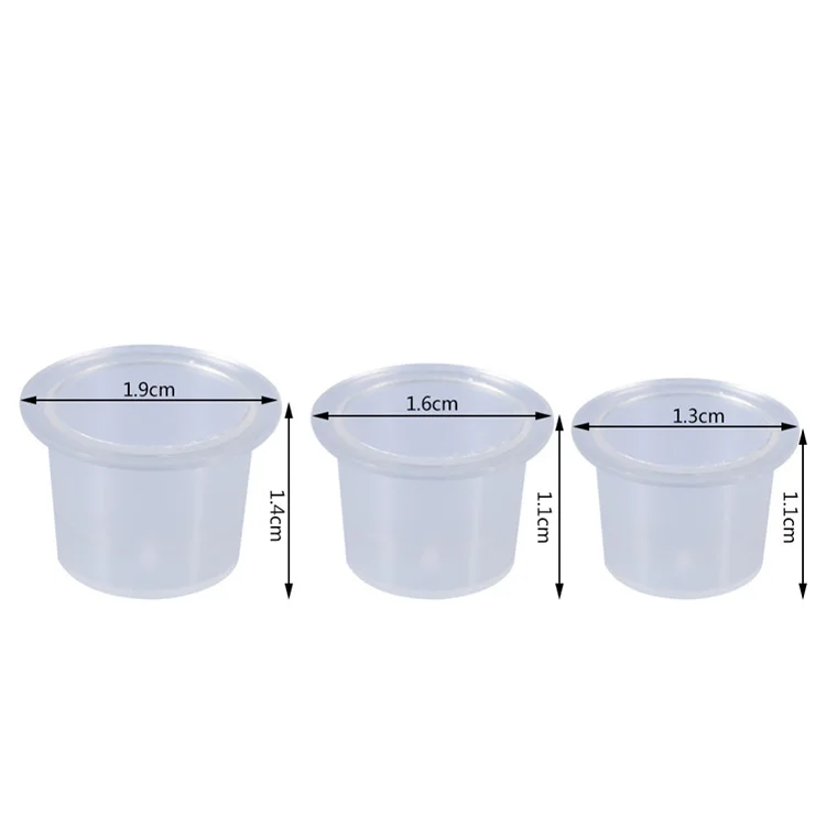 500Pcs Plastic Microblading Cap Pigment Clear Holder Container S/M/L Size For Needle Tip Grip Power Supply