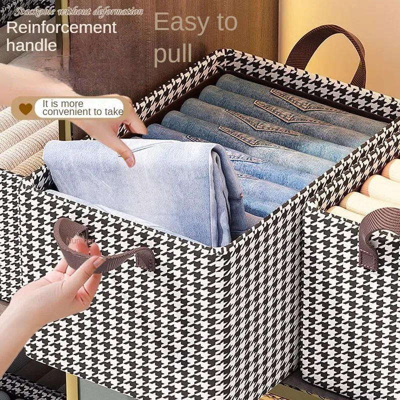 

Organizers Houndstooth Pants Storage Box Household Clothes Steel Rack Drawer Foldable Storage Box Free Combination Sorting