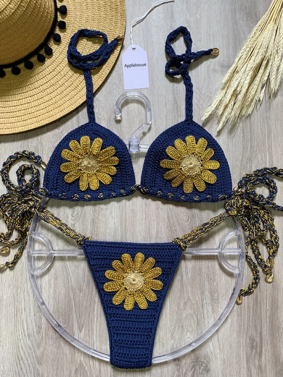 CrochetBikinisSetMujerTankiniSwimwearWomenBiquinisFemininoSexy