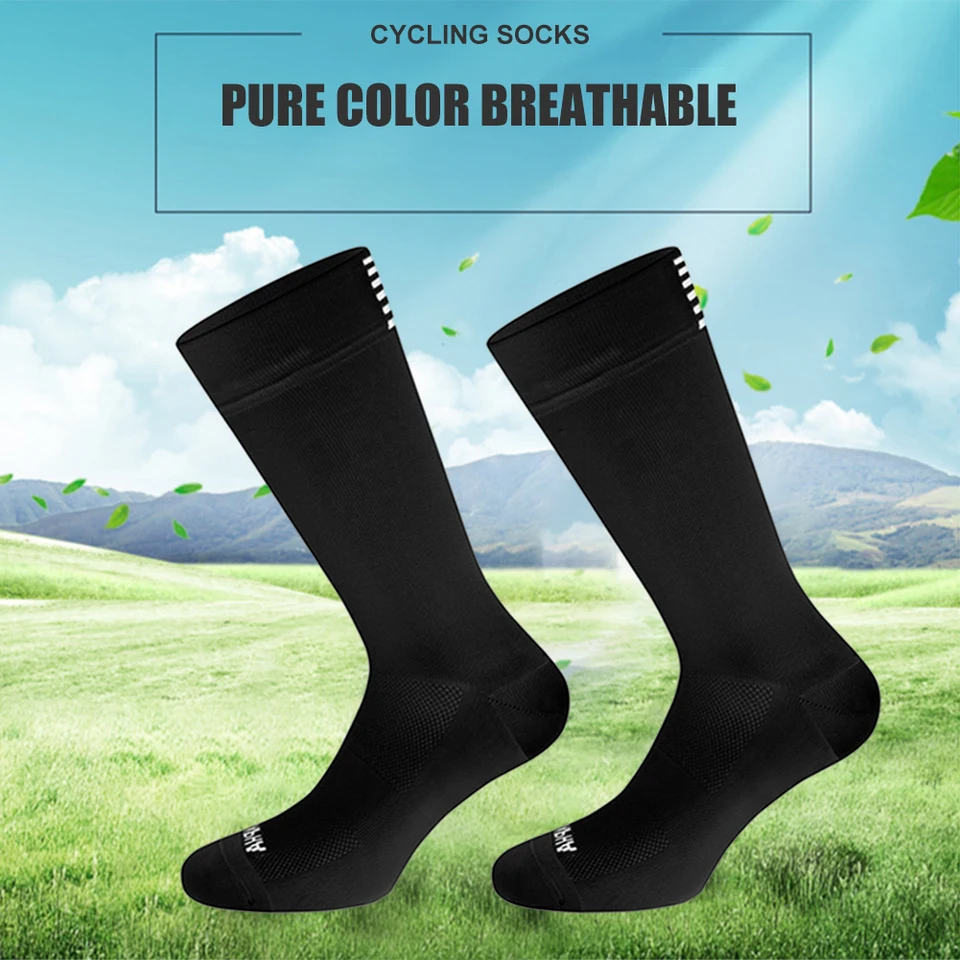 Lot De 4 Paires De Chaussettes De Cyclisme Pure Aero - Antidérapantes, Silicone, Mi-hautes