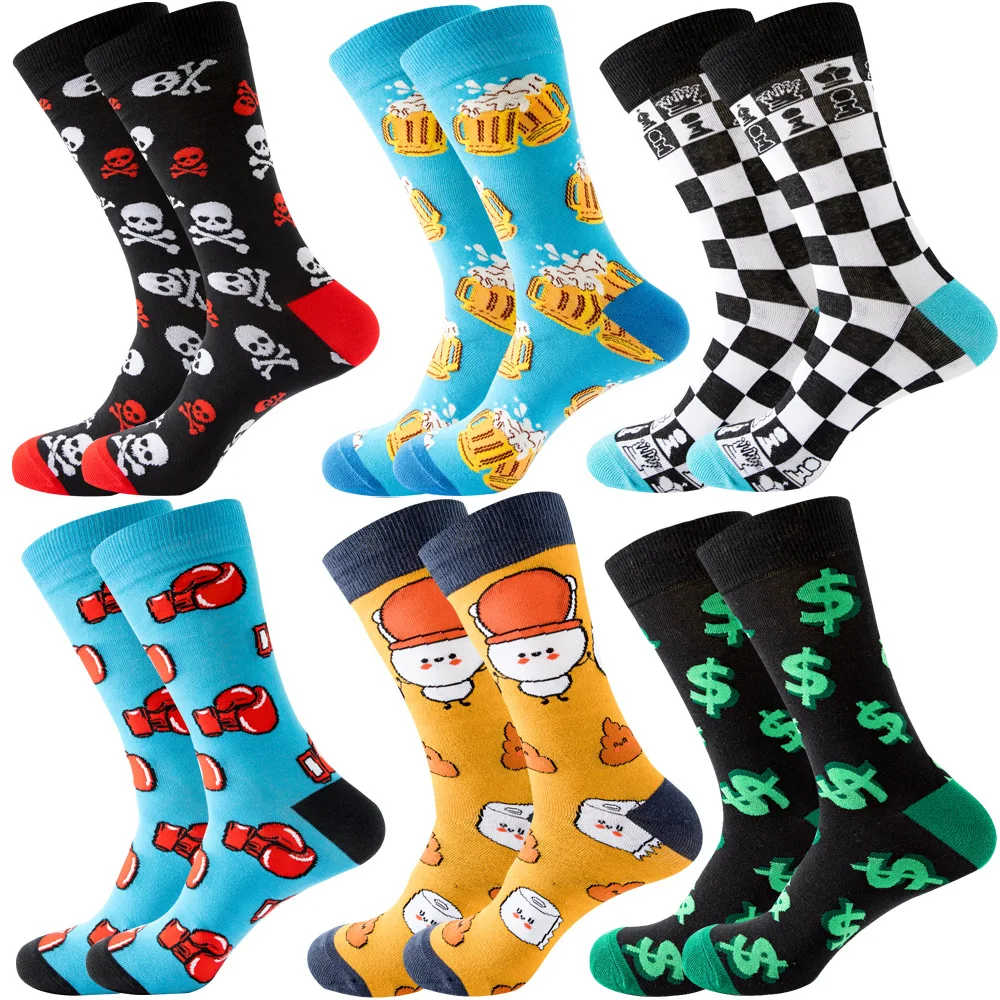 

1 Pairs New High Quality Combed Cotton Men Socks Women Happy Fashion Novelty Skateboard Crew Casual Funny Socks for Men