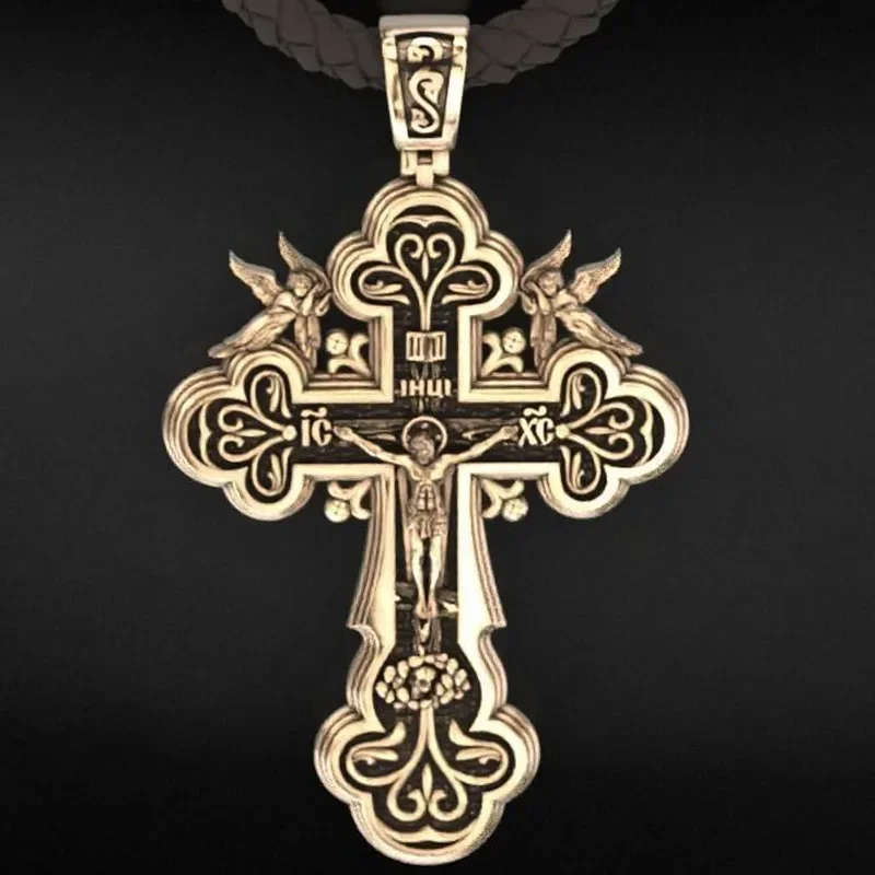 20g 3D Long Cross With Angels And Patterns Pendant  Customized 925 Solid Sterling Silver Pendant