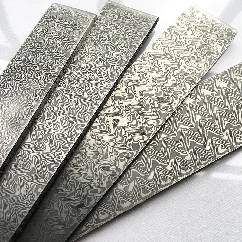 Wave Pattern Damascus Steel VG10 Sandwich for DIY Exquisite Knife Making Has Been Heat Treatment Steel Knife Blade Blank Tyseek 2