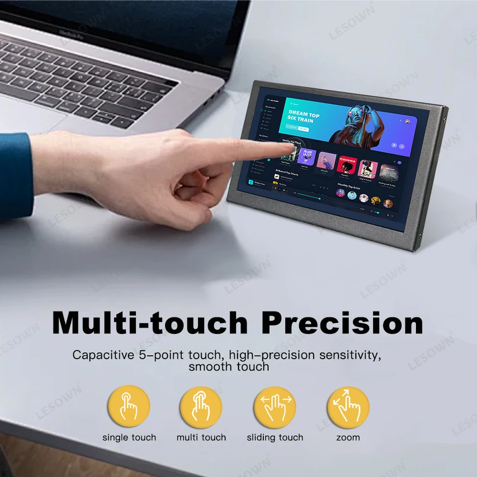 Lesown-小型静電容量式タッチスクリーンモニター、HDMI、HD