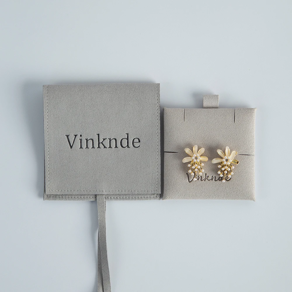 Individuelles Logo 8x8cm Mikrofaser-Schmuckbeutel mit 6x6cm Karte für Ringe, Ohrringe, Halsketten Aufbewahrungsorganizer Hochzeitsgeschenk-Verpackung – Detail 22