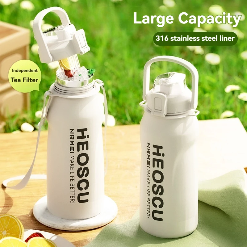 Large Capacity Insulated Stainless Steel Thermal Water Bottle - 2L