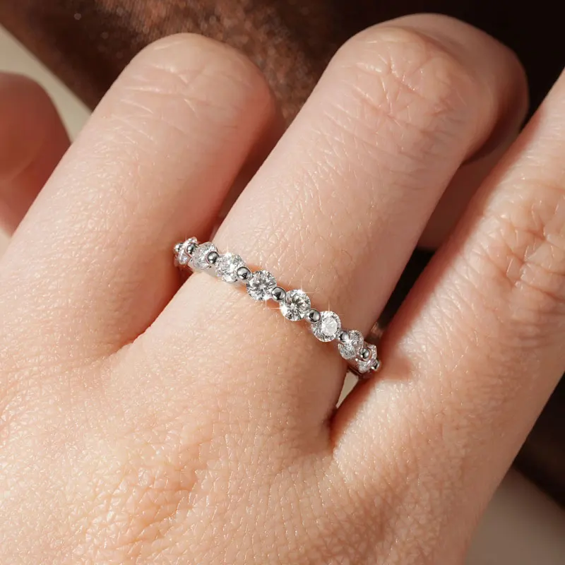 Lnngy Trendy Lab Created Diamond Stapelbarer Verlobungsring für Frauen, zertifizierter VVS1 3 mm Moissanit-Ewigkeitsring, Schmuck, Geschenk – Detail 13