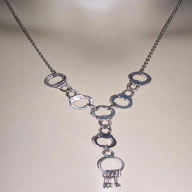 Vintage Steampunk Handcuff Key Skull Mask Tie Necklaces Pendant Gothic