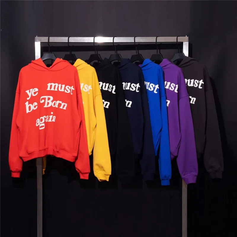 

New Men Women 1:1 High Quality Pullover Kanye West Heavy Fabric Sweatshirts Embroidery CPFM Ye Must Be Born Again Hoodie y2k