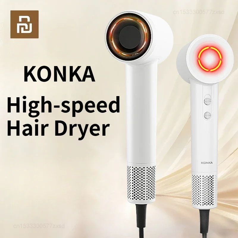 Youpin KONKA High-speed Hair Dryer 1600W Water Ion Hair Care High-power Static Sound Speed Dry Cold Hot Air Household Dryer