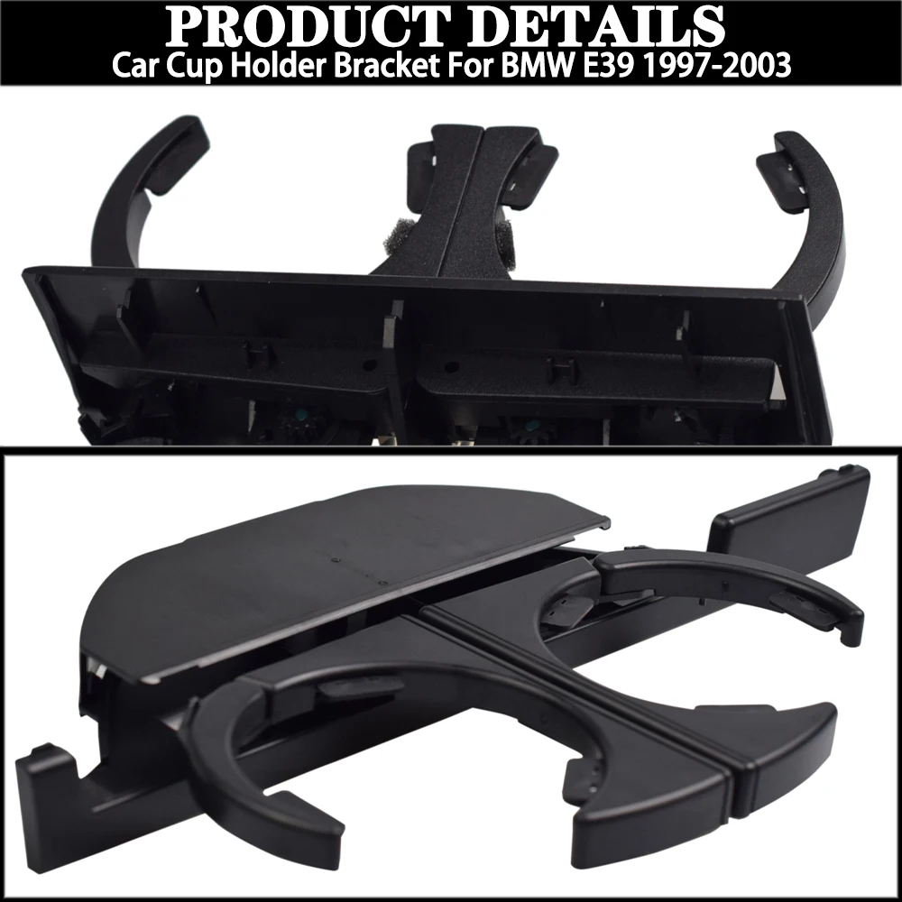 Niiyen Portabicchieri Posteriore Automatico, Staffa portabicchieri Posteriore in plastica Altamente Abbinata, portabicchieri Posteriore Auto Nero per BMW E39 528 525 520 530 528 540 M5 51168184520