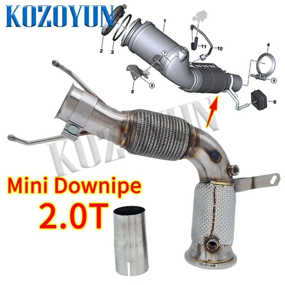  MINI F54.F55.F56.F57 B48用ダウンパイプ MINI Cooper S JCW B48 B46 F54 F55 F56 F57 F60 2014-24用ダウン