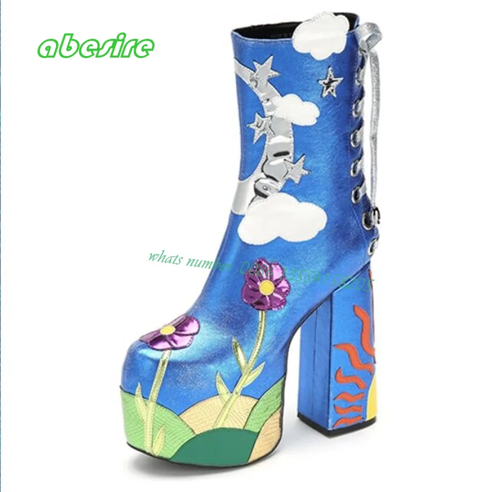 Platforms Boots Block Heel | Platform Boot Women | Toe Block Heels |  Platform Shoe - Lace - Aliexpress