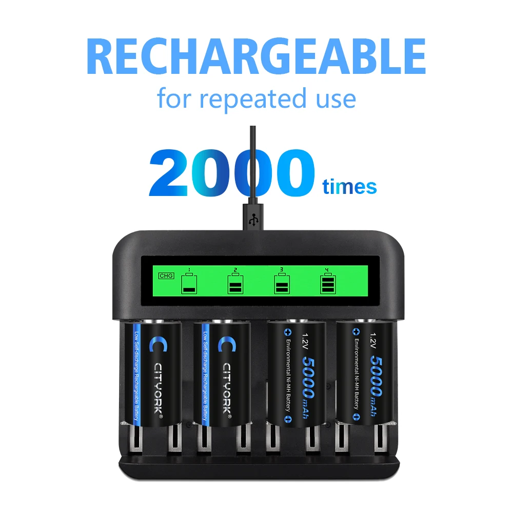 Batería Recargable De Tamaño C R14, Pila Recargable De 1,2 V Nimh C Para  Linterna De Cocina De Gas Con Cargador Rápido Lcd - Pilas Recargables -  AliExpress