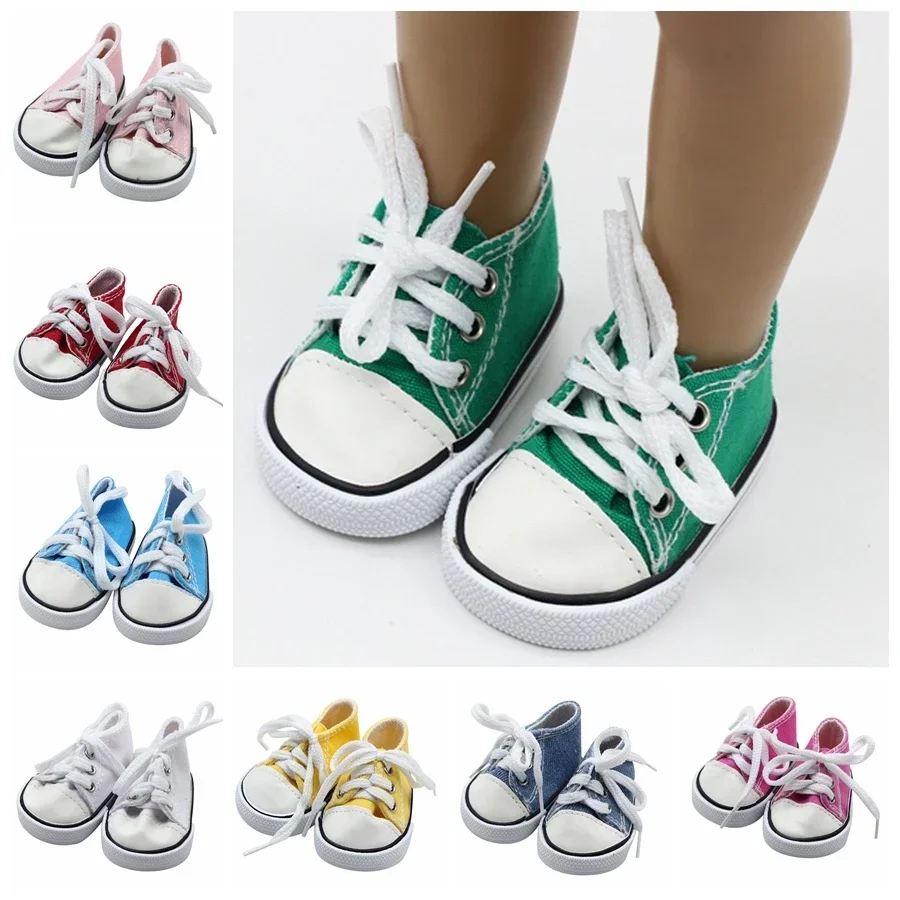 9 Colors Cassic New Baby Born Doll 7cm Doll Shoes Denim Canvas Socks For 43 cm 18'' Girl Dolls Pink White Lace-Up Sneakers polo evanston white navy sneakers rf102322jj white