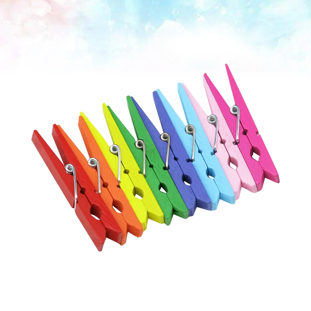 

50pcs Wooden Clips Candy Color Photo Clips Snacks Clip for Home School Office(Mixed Colr)