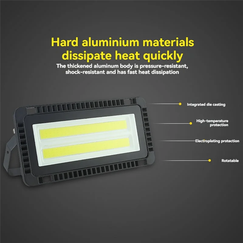HLZS-LED 투광등 100W COB 스포트라이트 정원, 창고, 조경용 야외 전원 공급식 휴대용 투광등