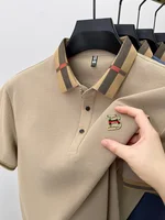 Marque de luxe logo polo à manches courtes hommes été nouveau haut de gamme en soie coton respirant Paul T-shirt mode décontracté vêtements pour hommes 4