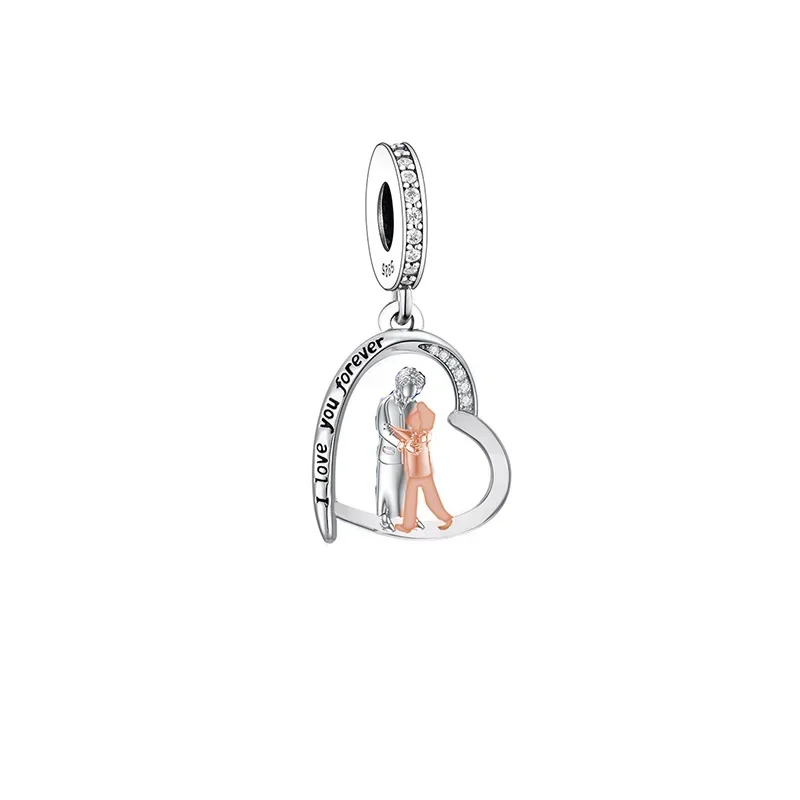 Fit Original Pan Charm Bracelet 925 Silver I Love You Forever Grandma Bead For Making Women Grandma Grandson Berloque 2024 DIY 5