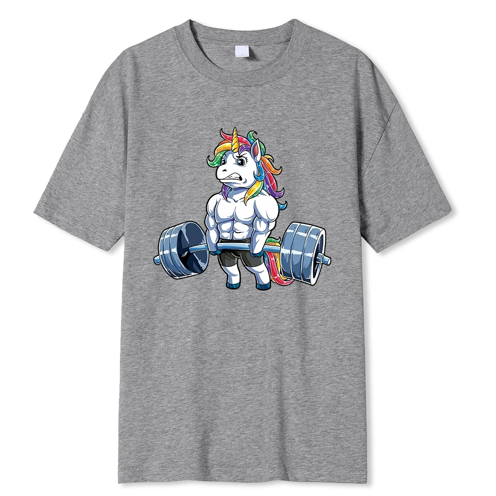 Divertente Palestra Unicorno Fiess Bodybuilding Girocollo T Shirt Uomo Casual Manica Corta Magliette Top Dropshipping_voghion.com
