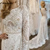 Lakshmigown Lace Long Sleeve Wedding Dresses A Line Customized Robes Sexy Bridal Receipt Beach Boho Wedding Gowns backless 1