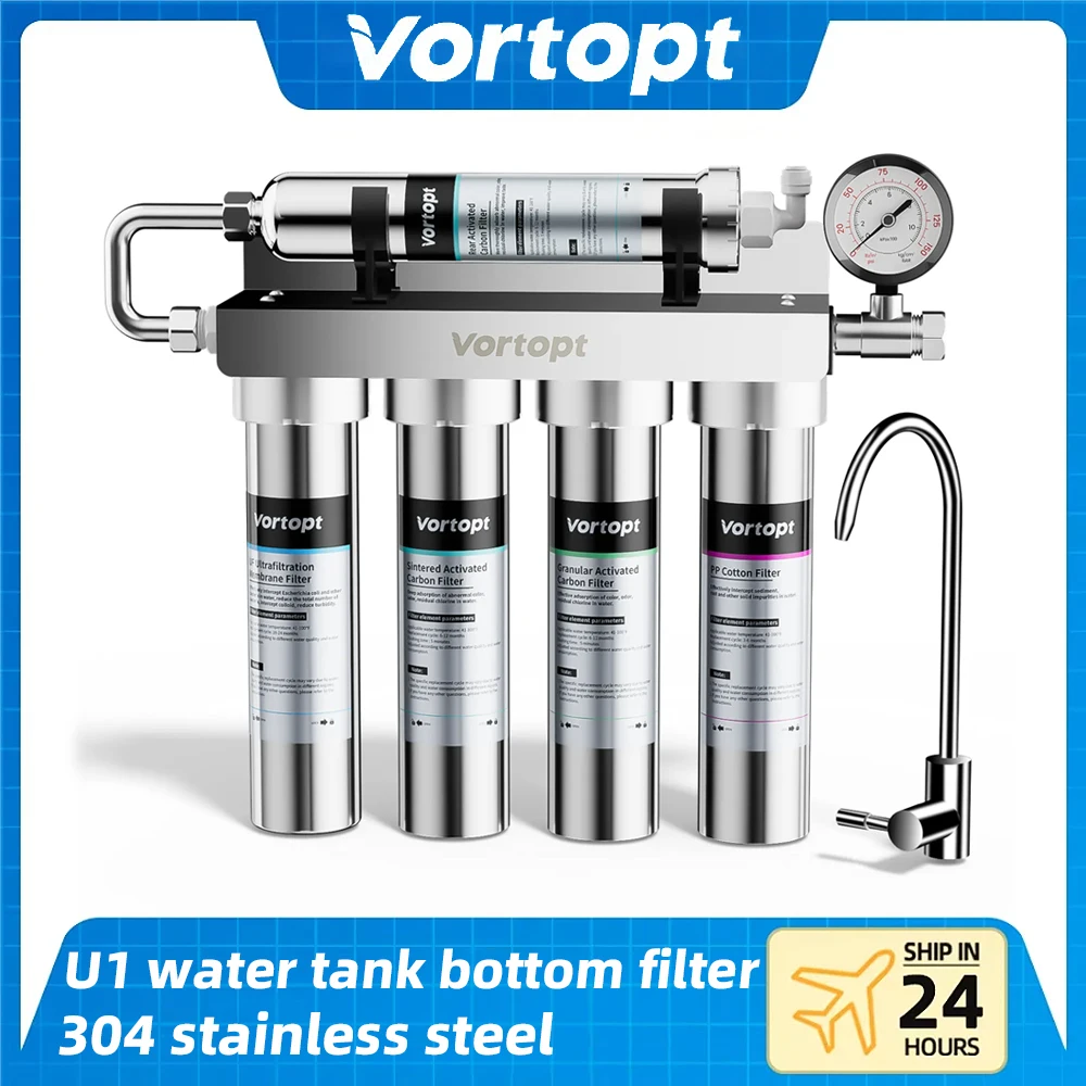 เครื่องกรองน้ำใต้ซิงค์ U1 Ultrafiltration 0.01 ไมครอน สแตนเลส 5 ขั้นตอน ลดคลอรีนสูง 1