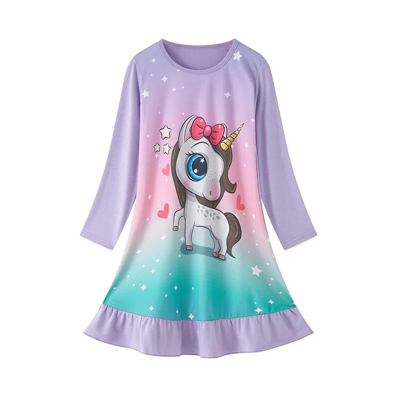 Autumn and Winter Children's and Girls' Nightwear Cute Fun Cartoon Printed Pajamas 3-8T Long Sleeved Children Clothes kids nightgowns girls nightgowns