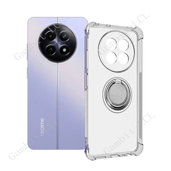 Enhanced Back Ring Holder Bracket Phone Case - TPU Soft Smartphone Cover for Realme Narzo 70x 5G (Ring Case Clear)
