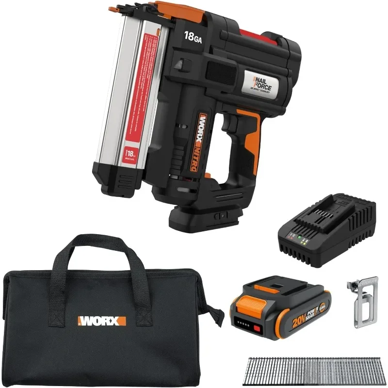 

Worx Nitro 20V 18GA Brad Nailer Cordless Fires 80 Nails Per Minute, Cordless Nail Gun Anti-Ejection, Nail Gun Battery Powered