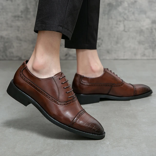 Zapatos de vestir para hombre Marrón Casual Hombre Cuero Hombre Zapato  Traje de Boda Zapatos de Negocios Zapatos de Encaje Cómodos Zapatos de  Cuero