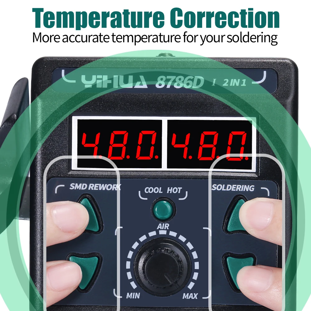 YIHUA 8786D Soldering Iron Hot Air Soldering Station DIY Digital Rework Station Phone Repair BGA SMD Solder Tool Welding Station 4