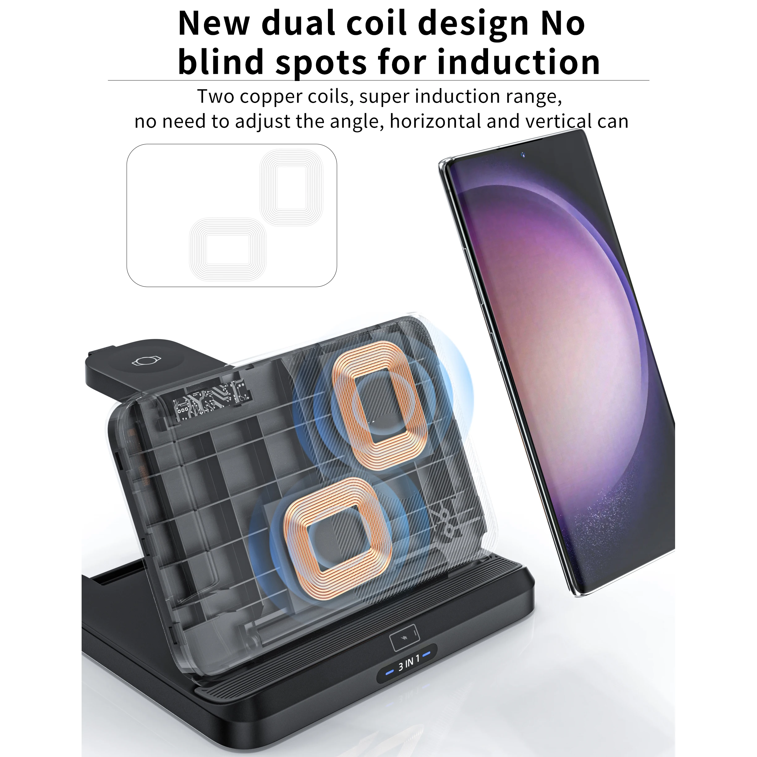 삼성 Galaxy Z Fold 5 4 3 S24 S23 초고속 충전 도킹 스테이션 시계 7 6 Buds Pro 용 접이식 무선 충전기 스탠드