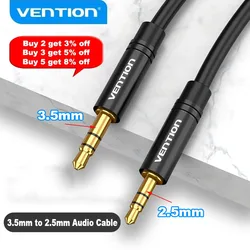 Vention Universal Audio Cable Adapter - 2.5mm to 3.5mm Jack for Headphones, Speakers, Smartphones, and Car Audio Systems