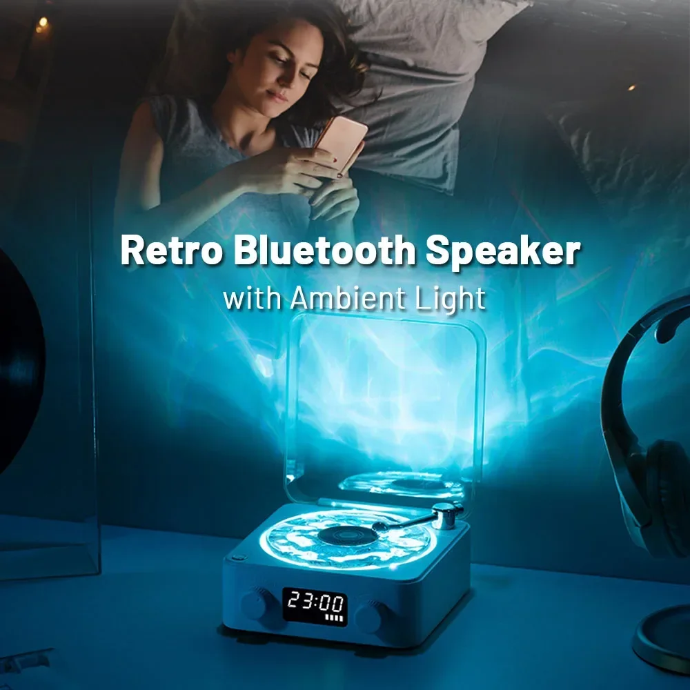 

Bluetooth Speaker Subwoofer Mini Retro White Portable with RGB Light Support TF Card Vintage Sleep Aid Noise Bluetooth Speaker