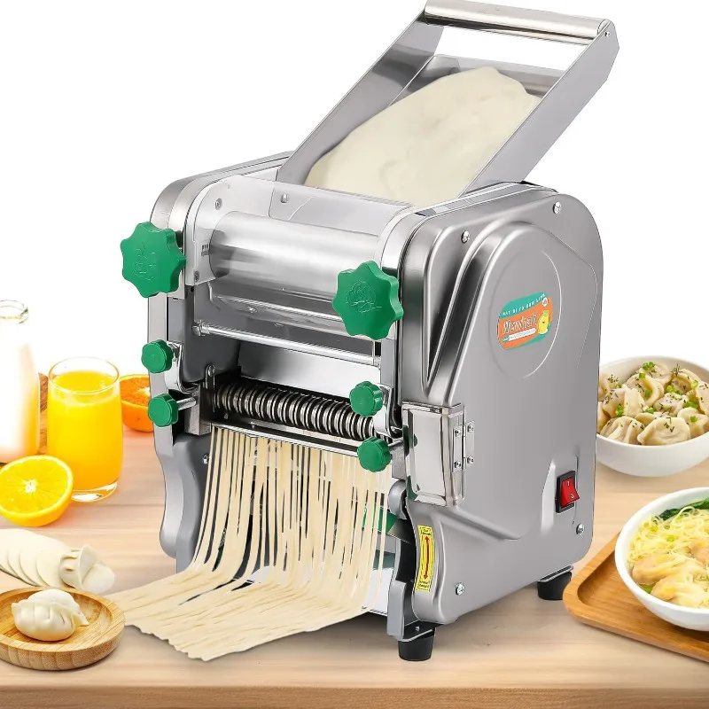 Commercial Electric Pasta Maker Machine – 135W Stainless Steel Dough Roller & Noodle Cutter For Homemade Pasta