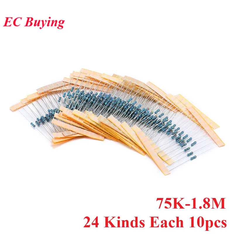 1/4W Resistenza 5% 0 Ohm-10 Ohm Resistore A Film Metallico Resistenza Assortimento Kit Set 18 Tipi Ogni 10Pcs