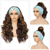 Perruque bandeau synthétique longue ondulée pour femmes, perruque de mise en place et aller, perruque longue bouclée pour femmes, utilisation quotidienne de fête 4