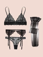 Varsbaby Ensembles de soutien-gorge en dentelle pour femme Soutien-gorge non rembourré Bas jarretelles Sous-vêtements d'été Lingerie sexy 3