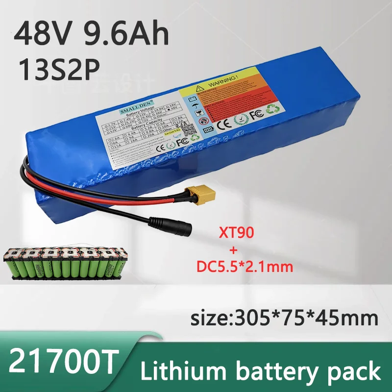 

48V 9.6Ah NCR21700-T Li-ion battery pack 13S2P 500W-800W High power ebike batteries 54.6V Electric bicycle Scooter Built-in BMS