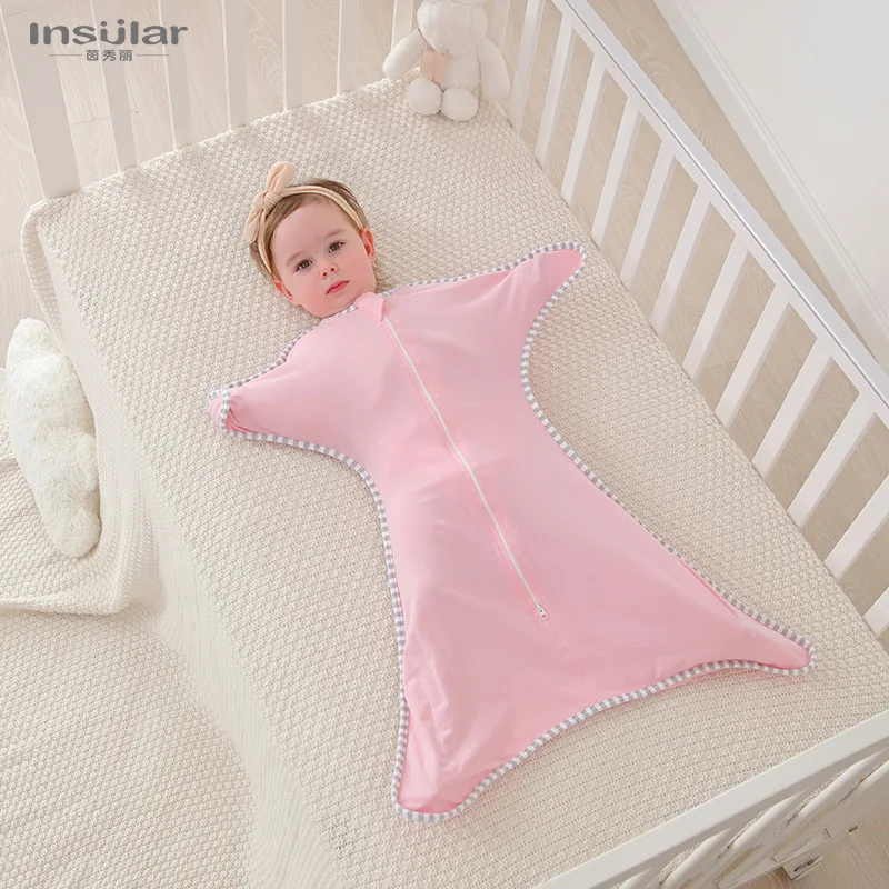 Insular Newborn Baby Girl Boy Anti-Startle Sleeping Bag Cotton Baby Wrap Receiving Swaddling Blanket Infant Sleepsacks baby sleepsacks ultralight sleeping bag