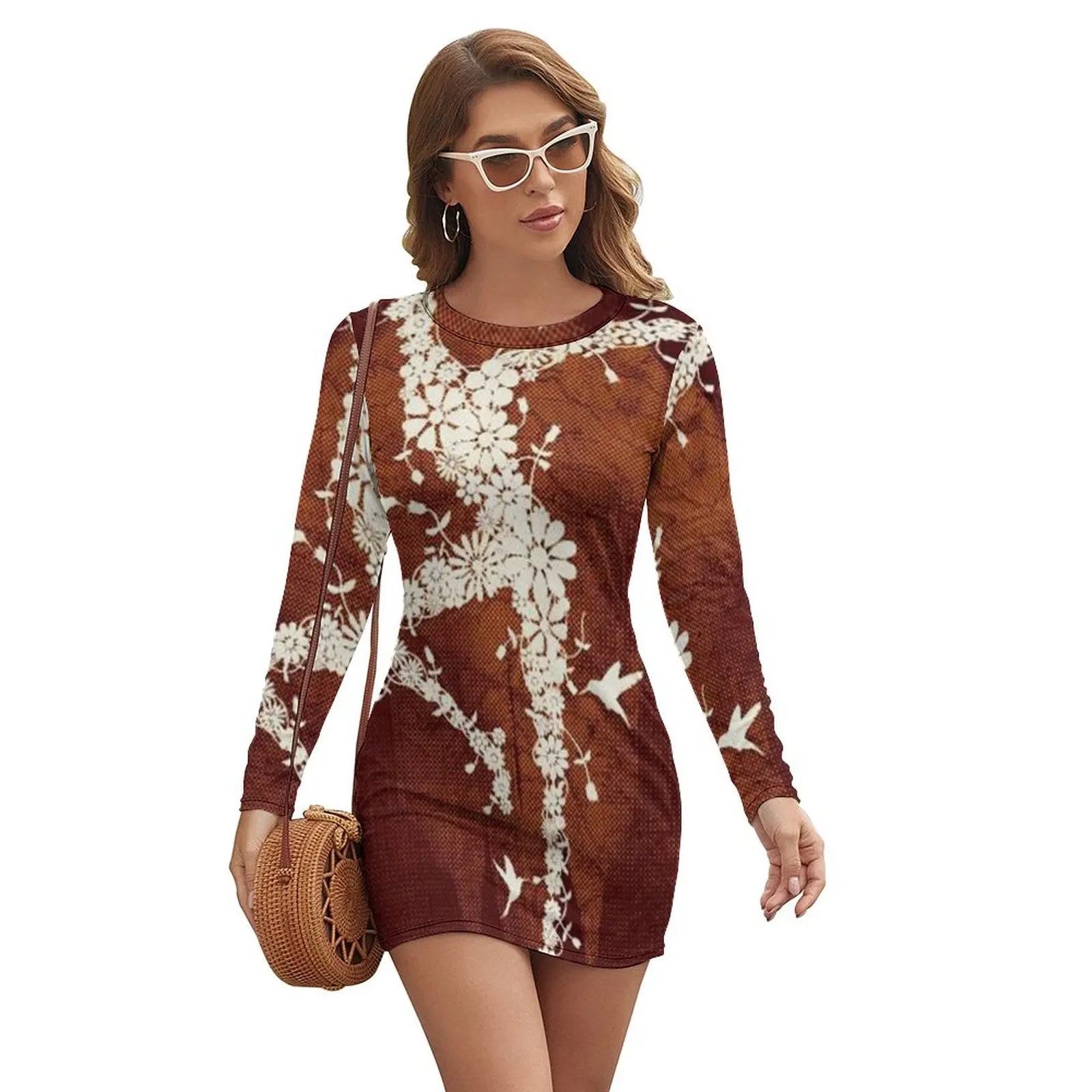 

flower moves Long-sleeved Dress festival outfit women bandage dress