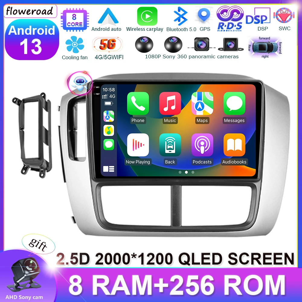 

Carplay auto Android 13 256G 8CORE DSP For Honda Pilot 1 2005 - 2008 Car Radio Multimedia Video Player Navigation GPS 4G WIFI