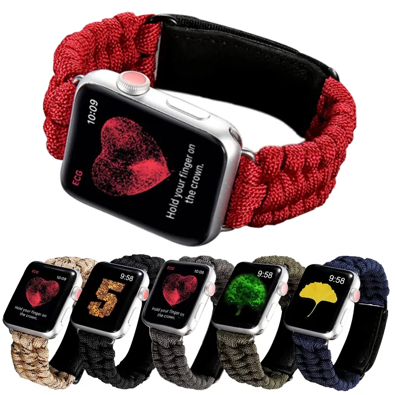 

Outdoors Survival Rope Strap for Apple Watch 44mm 49mm 40mm 45mm 41mm 42/38mm Bracelet for Iwatch8 5 6 SE 4 7 Leather Clasp Band