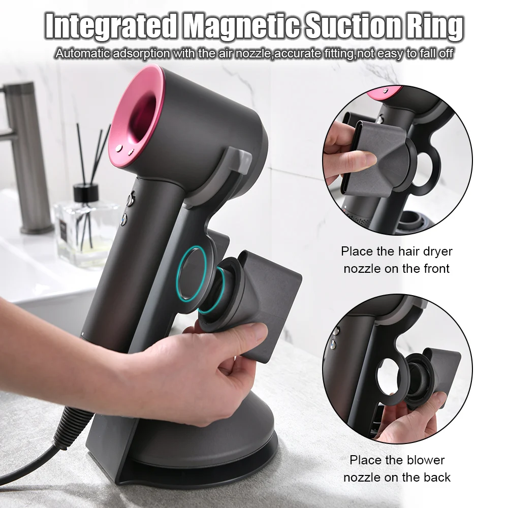 Storage Rack Wall Mounted Organizer Hair Dryer Holder Hanging Storage Organizer Hanging Storage Rack Portable Bracket Bathroom Organizer Metal Stand With Super Magnetic Storage Rack Hair Dryer Holder Punch Free for Dyson