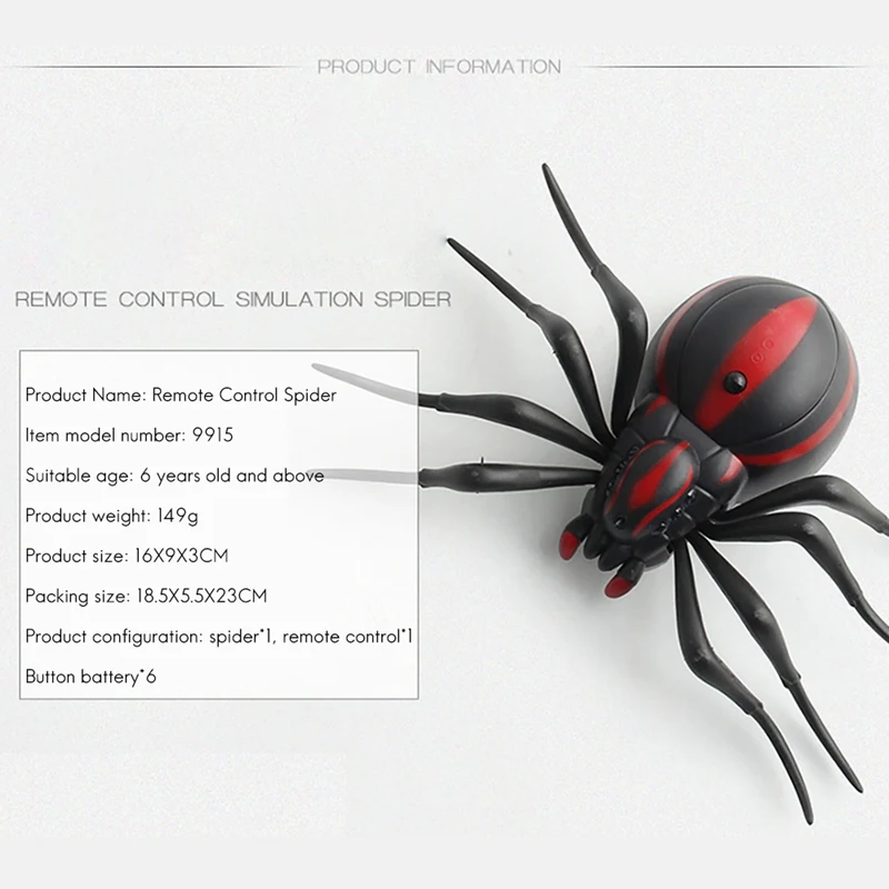 Infrared Remote Control Simulation Big Fake Spider Remote Control Toy Prank Insect Joke Scary Prank Bug Party Toy 4