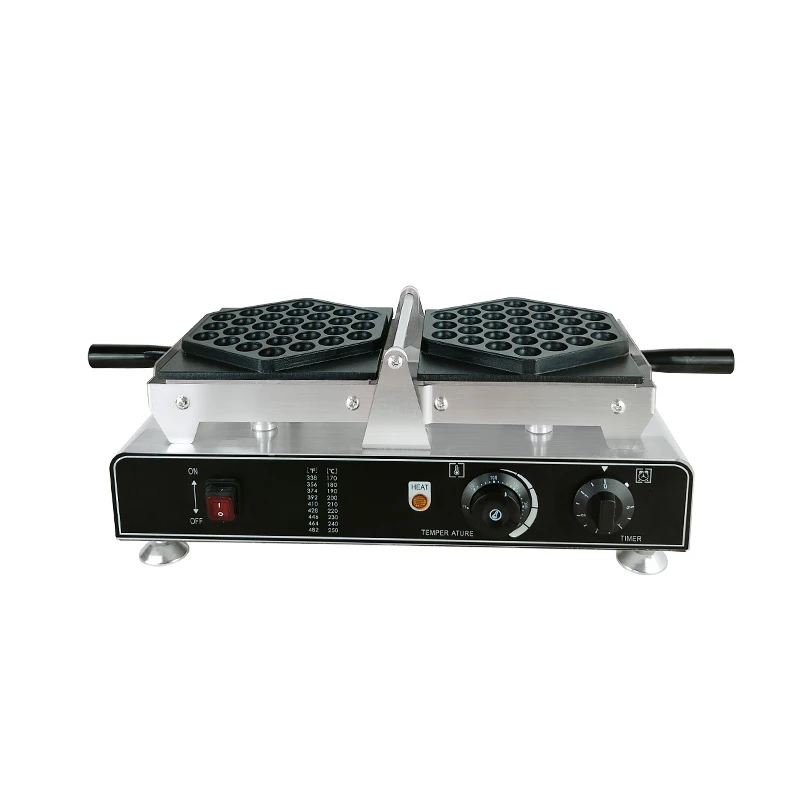 1500W Waffle Maker Commercial HongKong Bubble Egg Puff Cake Baker Machine Reversible Double Baking Pans Snacks Food Stall