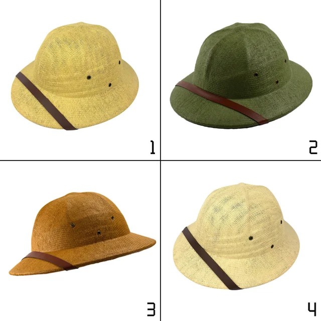 Novelty Men Straw Helmet Pith Sun Hats Men Vietnam War Army Hat Dad Boater Bucket Hats Safari Jungle Miners Cap 1