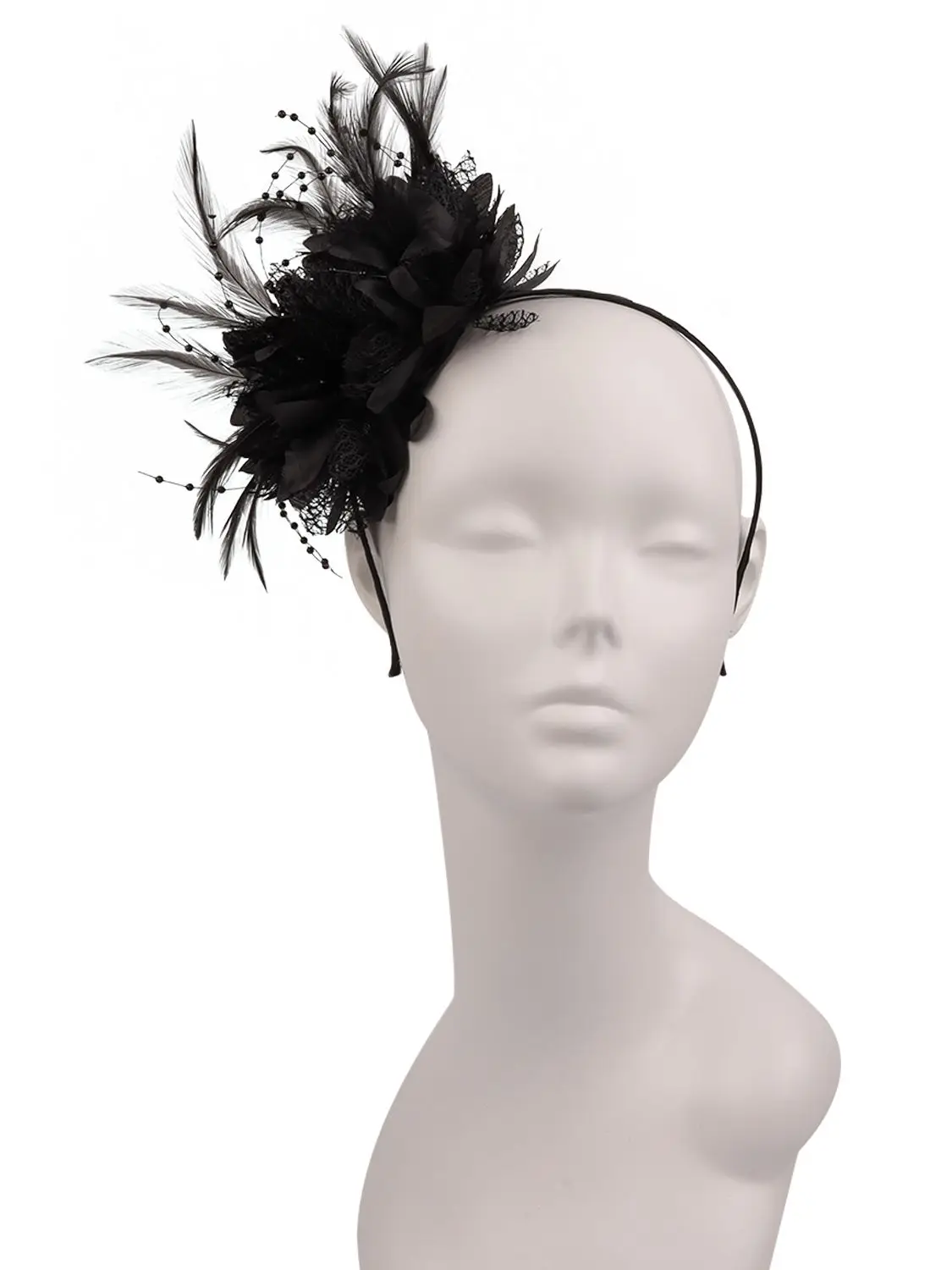 2025, neue Damen-Fascinator, Stirnband, Blume, Feder, Netzgarn, Cocktail, Teeparty, Alice, Kopfbedeckung, Hochzeit, Haarschmuck – Detail 6