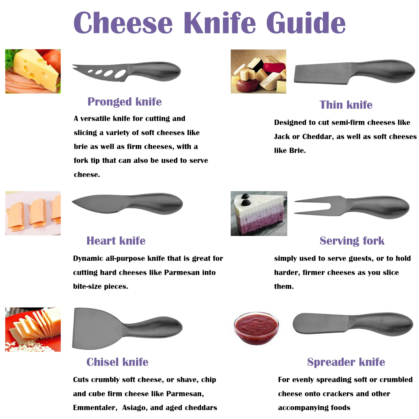 Black 3-6Pcs Food Grade Cheese Knife Tool Set Stainless Steel Handle Cheese Knife Set for Pizza Kitchen Accessories