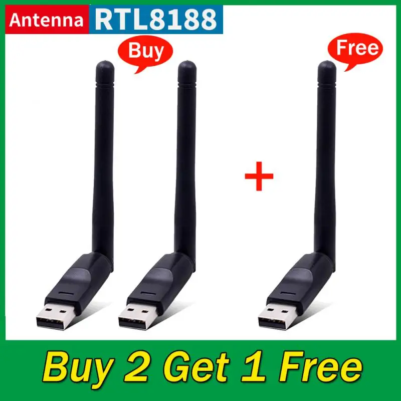 

150Mbps MT7601 Wireless Network Card Mini USB WiFi Adapter LAN Wi-Fi Receiver Dongle Antenna 802.11 B/g/n For PC Windows RTL8188